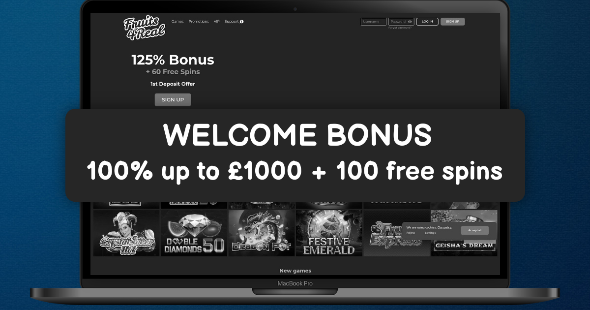 Fruits4Real Casino welcome bonus