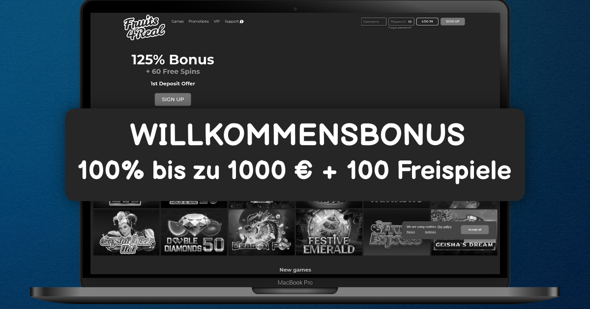Fruits4Real Casino welcome bonus