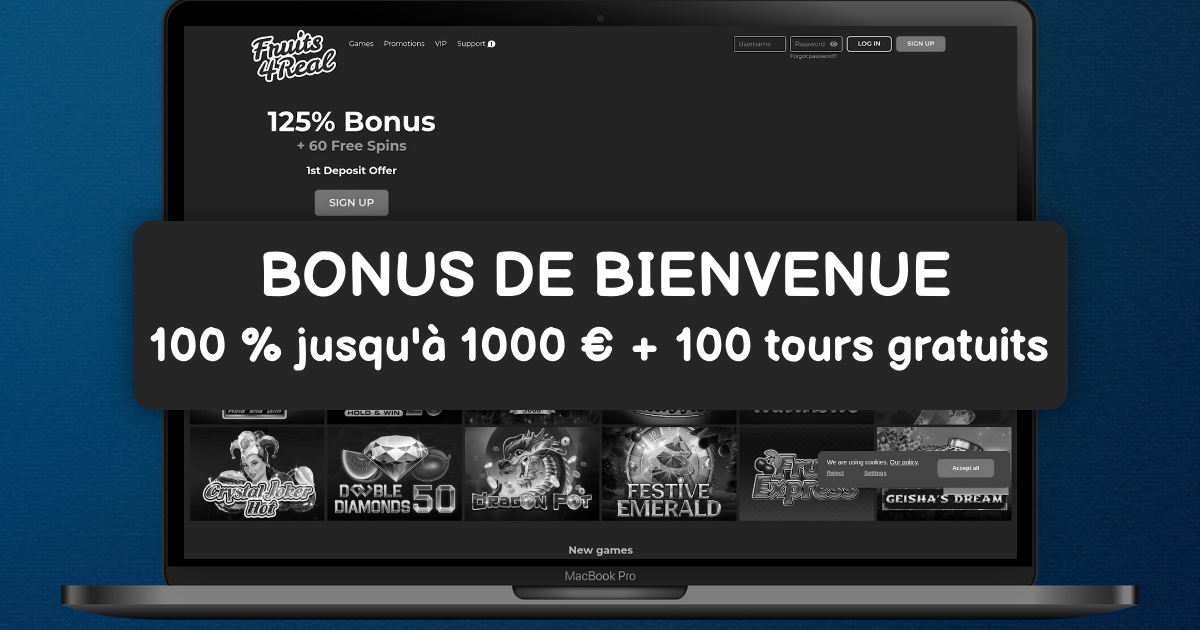 Fruits4Real Casino welcome bonus